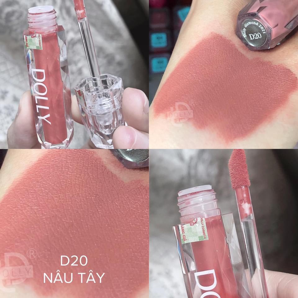 [12 Nâu Nude] Son Kem Lì Dolly Super Matte Không Chì Màu Nâu Nude Tont Tây