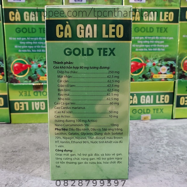 Bổ gan Cà Gai Leo GOLDTEX hỗ trợ giải độc gan,làm mát gan, hạ men gan, tăng cường chức năng gan - HỘP 50 viên | BigBuy360 - bigbuy360.vn