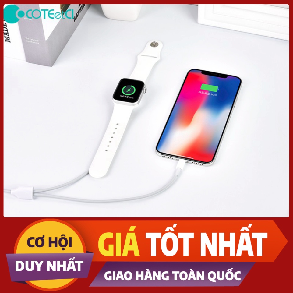 Đế sạc kiêm dây sạc Lightning mini 2 in 1 cho Apple Watch / iPhone / iPad / tai nghe AirPods / Airpods Pro hiệu Coteetci