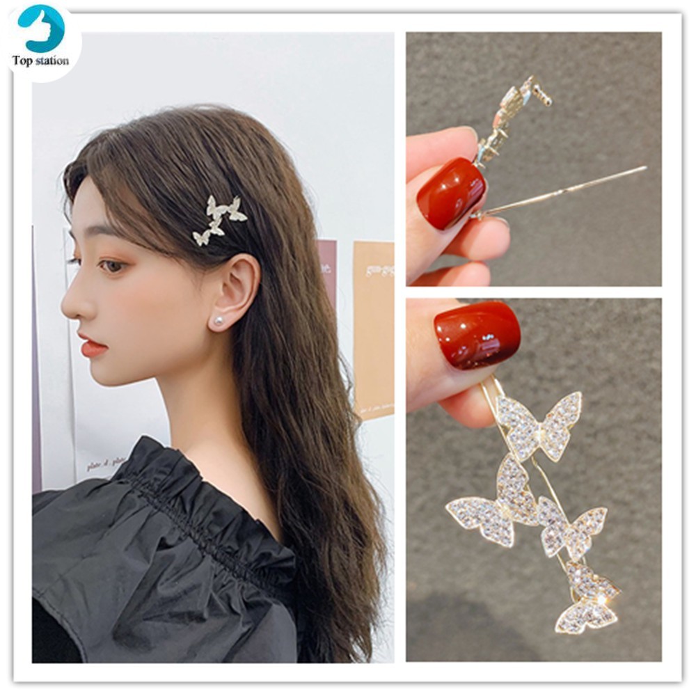 Kẹp Tóc Hình Bướm Đính Đá Phong Cách Hàn Quốc