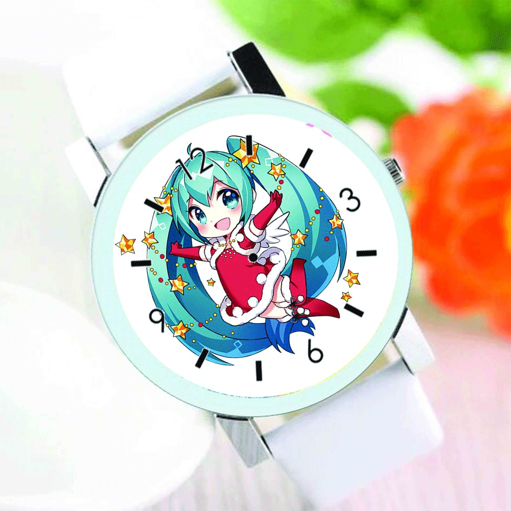 Đồng hồ đeo tay in hình HATSUNE MIKU Vocaloid nam nữ anime chibi thời trang dễ thương độc đáo