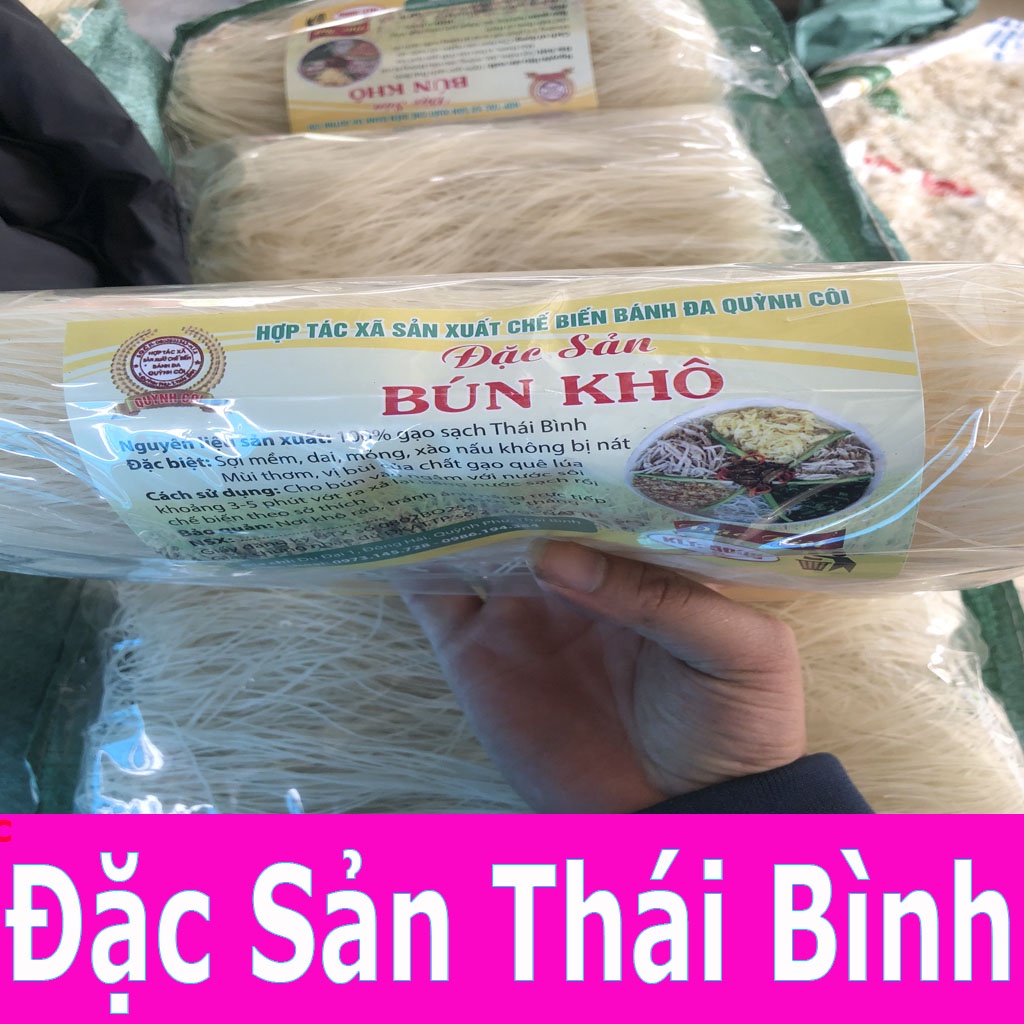 Bún Khô Quỳnh Côi -Bún Khô Dặc Sản Thái Bình Sợi To  Túi 500g- 1kg