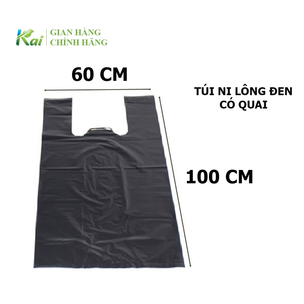 1KG TÚI NILÔN ĐEN CÓ QUAI, kích thước 60x100 cm, BÊN DAI, ĐA NĂNG, dùng để đựng rác hoặc gói hàng hoá