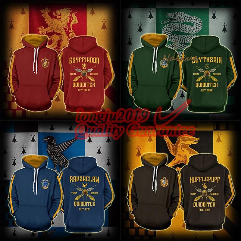 Áo Khoác Hoodie In Chữ Gryffindor Hufflepuff Ravenclaw Slytherin Cá Tính