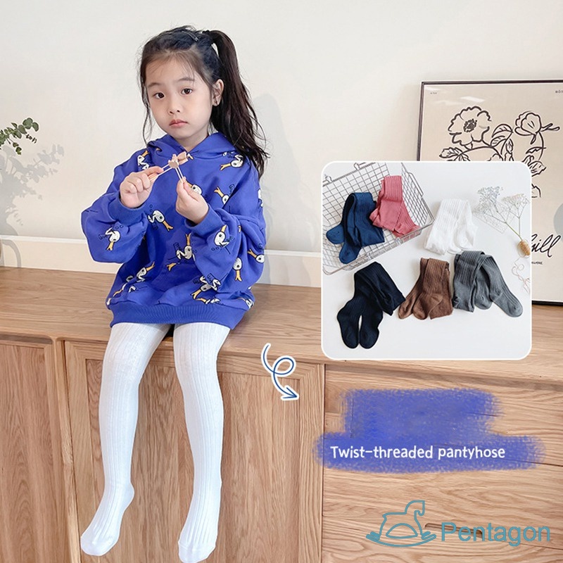 Quần Legging Cotton Dày Dặn Màu Trơn Lưng Thun Ấm Áp Thời Trang Xuân Thu Cho Bé Gái