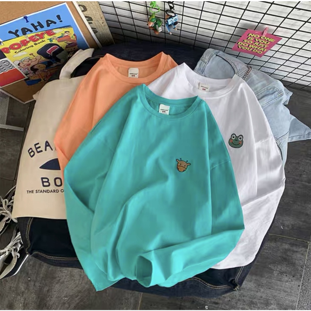 Áo thun form rộng tay dài Yuri Unisex in hình thú dễ thương - AT206