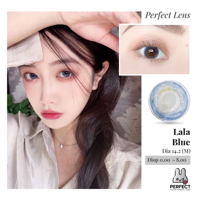 Lens Mắt , Kính Áp Tròng LALA BLUE Có Độ Cận và Không Độ , DIA 14.2 , Cho Mắt Nhạy Cảm Giá Sale