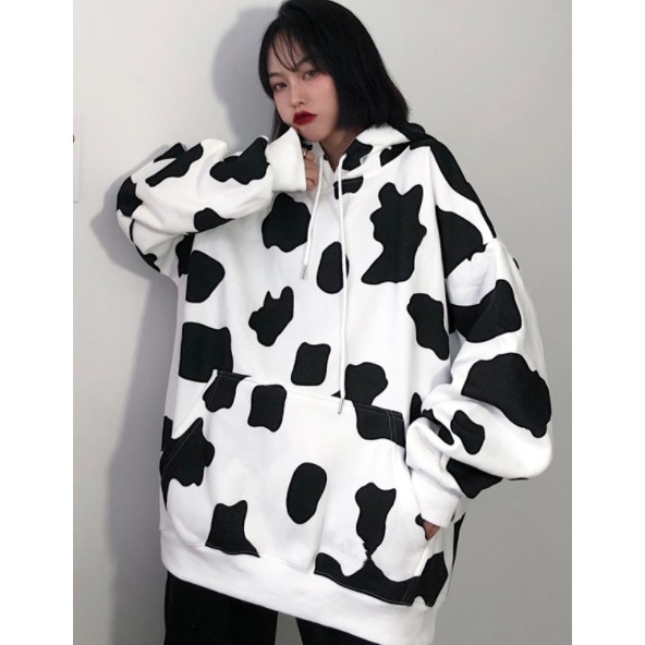 Áo hoodie thu đông nữ bò sữa nỉ lót nhung hai màu trắng xám chất đẹp (sẵn xl nỉ bông) | BigBuy360 - bigbuy360.vn