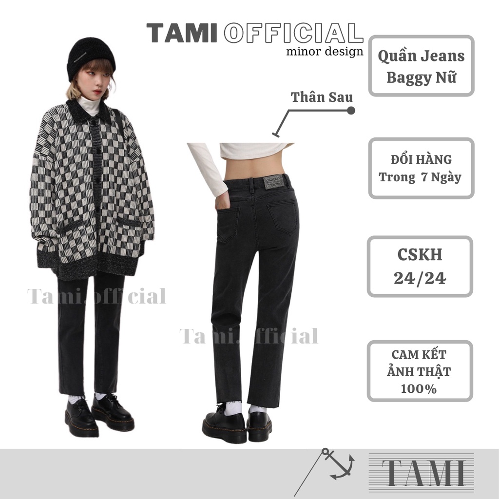 Quần Jeans BAGGY NỮ Đen Tuyền LAI TUA Đáy Cao Siêu HÁCH DÁNG [ Tami Official ] | BigBuy360 - bigbuy360.vn