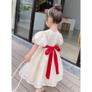 Váy Voan Công Chúa Nơ Đỏ Siêu xinh Cao Cấp (🍓Tiệm Công Chúa Nhỏ🍓)
