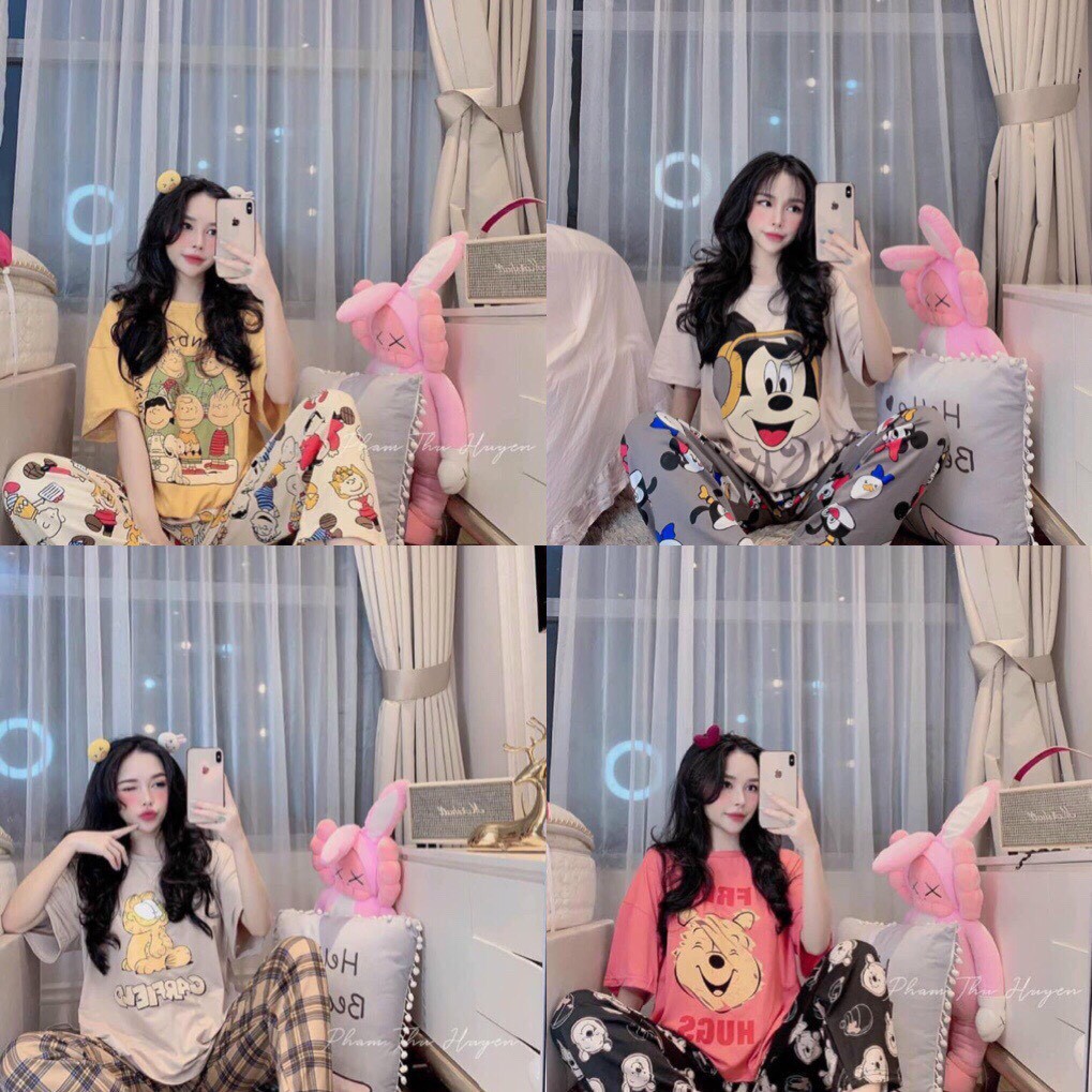 Bộ đồ ngủ CUTE, đồ ngủ thun cotton hot(kèm ảnh thật)
