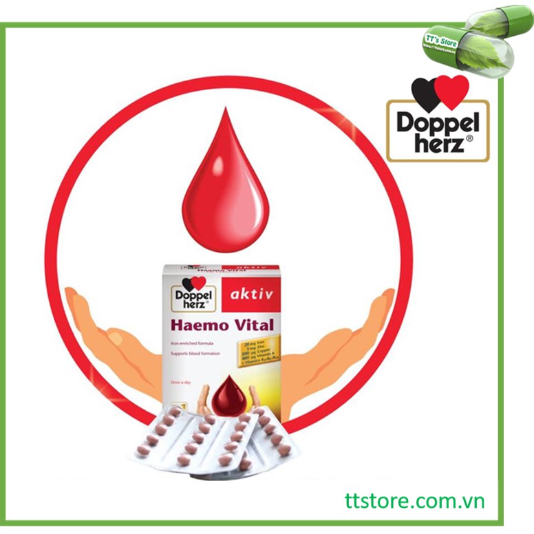 Aktiv Haemo Vital DoppelHerz (Hộp 30 viên) - Bổ sung sắt [Heamo vital]