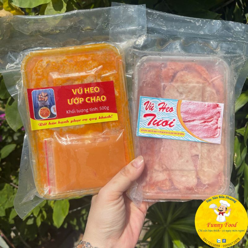 Vú Heo Ướp Chao  - Tươi Chưa Ướp 500g – Tặng kèm Nước Chấm  – Funnyfood