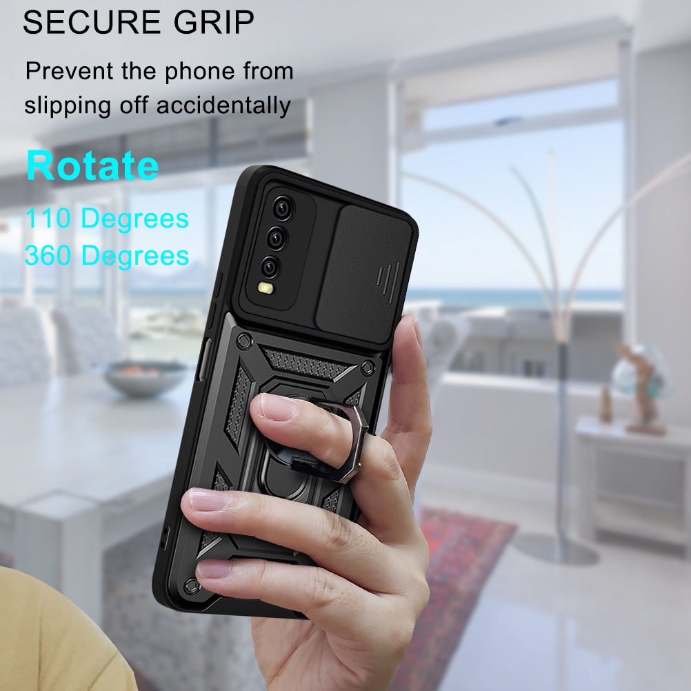 Ốp điện thoại nhựa cứng bảo vệ camera có giá đỡ cho VIVO Y20 Y20S Y20I Y12S Y12A Y17 Y15 Y12 Y11 Y93 Y91 Y95 Y91C Y91i