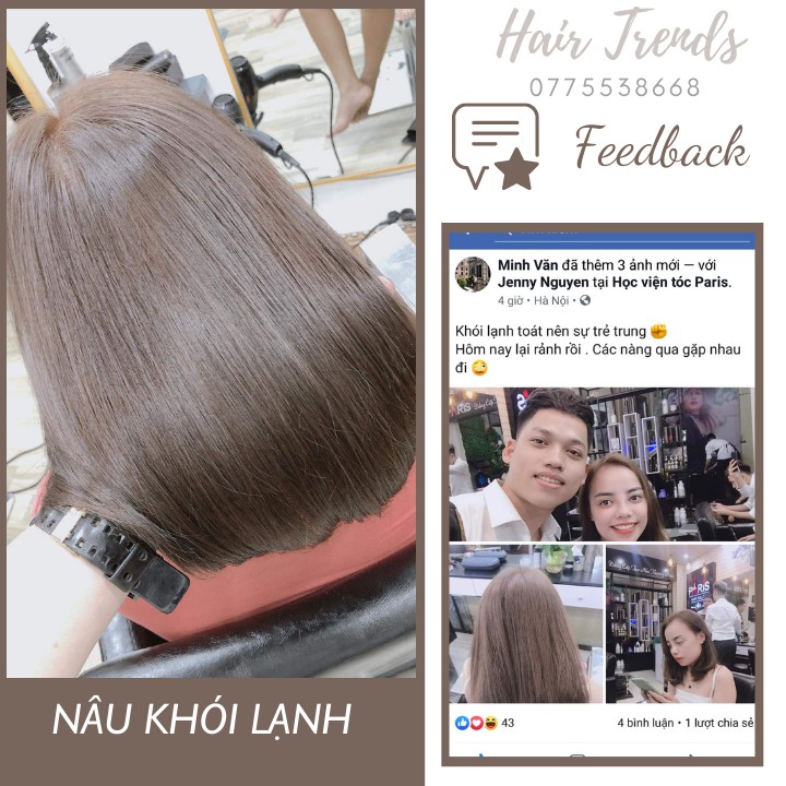 Thuốc nhuộm tóc màu NÂU KHÓI LẠNH tặng kèm trợ dưỡng,màu nhuộm Chiko-hairtrends shop