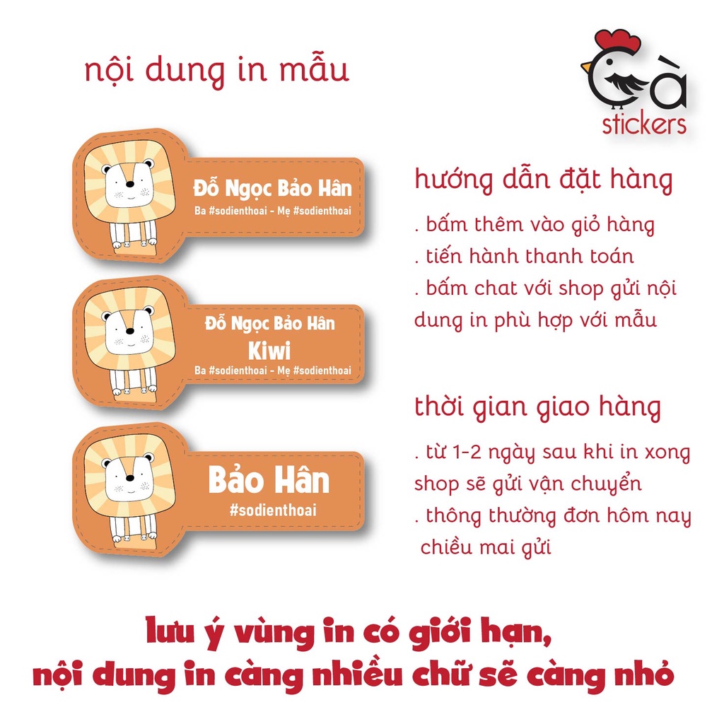 Sticker ủi áo in tên trẻ em GaStickers UT-D02- bộ 12 miếng kích thước 3 x 6 cm
