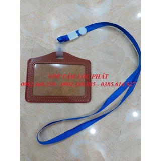 50 Bộ Thẻ đeo nhân viên gồm mặt thẻ da ngang + dây đeo thẻ lụa móc nhựa (HÀNG ĐẸP)