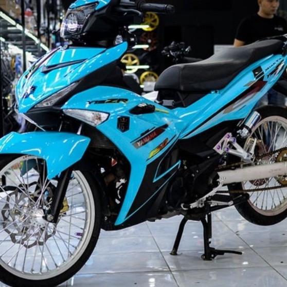 Tem trùm exciter 150 Y15ZR xanh ngọc chất liệu keo in mccal màng bóng