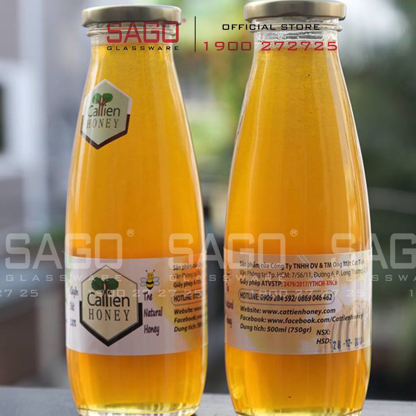 Combo 5 chai thuỷ tinh 200m , 250ml, 300ml , 500ml | Chọn Màu nắp và Dung Tích