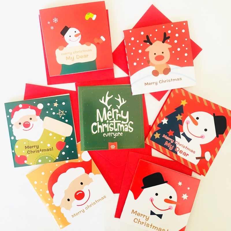 set 16 thiệp Noel Xmas nhiều mẫu size 8.5 x 8.5 cm