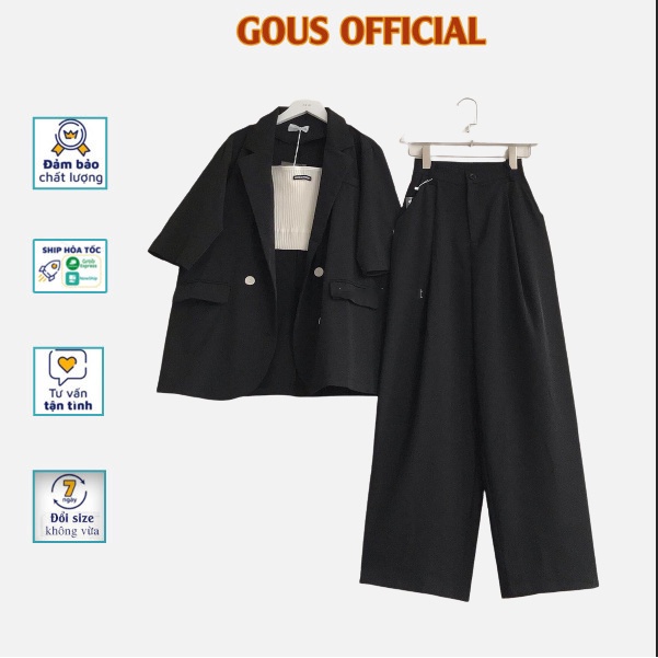 Áo Blazer Nữ 4 Loại Màu Trắng Tím Vàng Đen Áo Vest Tay Ngắn Form Rộng Có Nút Trước Phong Cách Lịch Sự Nữ Tính 1616