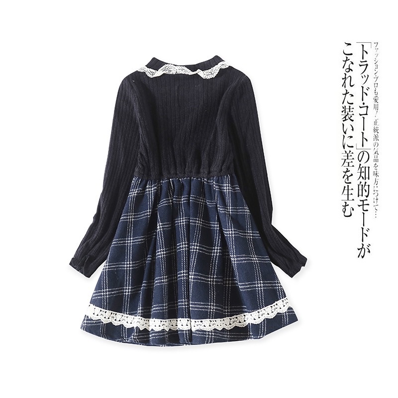 Váy dài tay bé gái Majolica 4-7 tuổi  Váy len thu đông bé gái xuất dư 0922