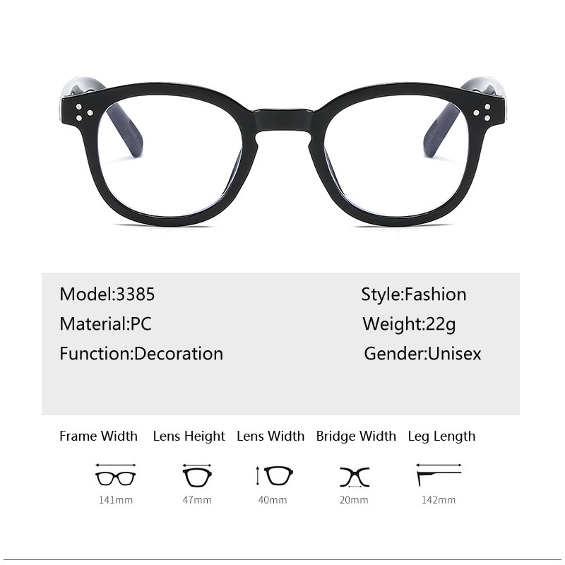 Mắt Kính Tròng Thạch Tròn Chống Ánh Sáng Xanh Phong Cách Âu Mỹ Mới Cho Nam Và Nữ