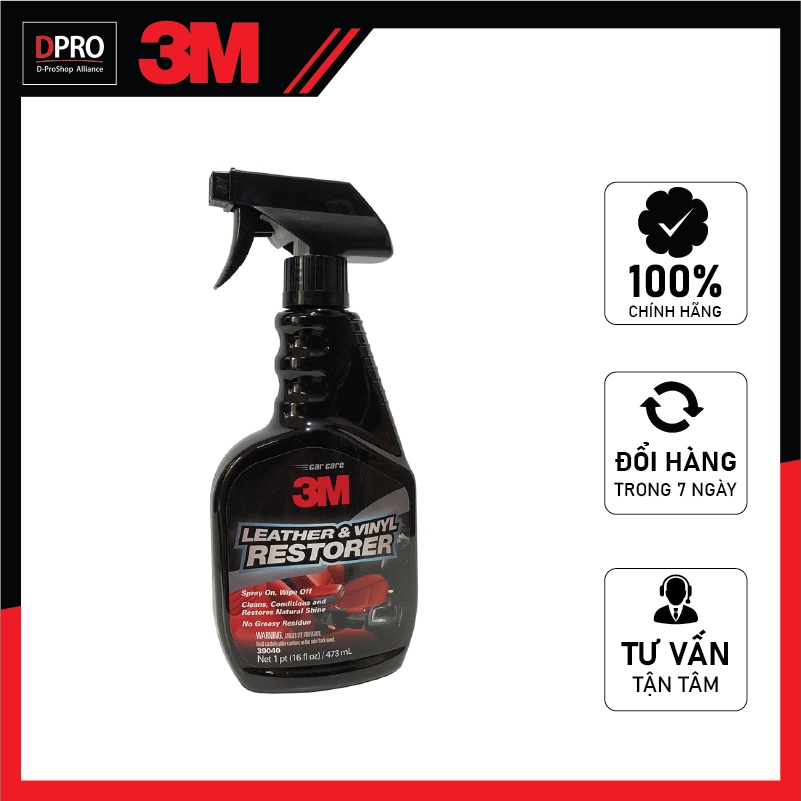 Chai Xịt Chăm Sóc Và Bảo Vệ Nội Thất Ô Tô 3M Leather & Vinyl Cleaner/Restorer 39040LT 473ml - DPRO Việt Nam