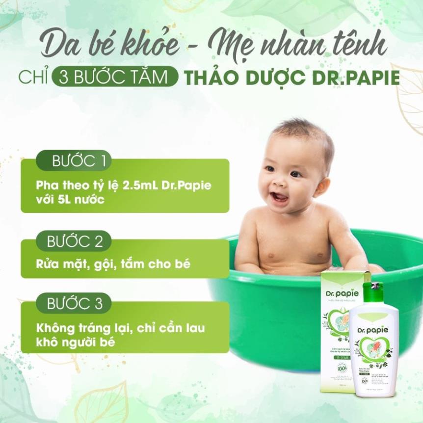 [Shop Uy Tín] Combo 2 Lọ Nước Tắm Thảo Dược Dr.Papie Cho Bé Giúp Ngăn Ngừa Và Giảm Các Vấn Đề Về Da Hàng Mới Về