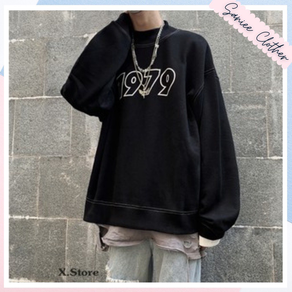 Áo nỉ sweater đôi nam nữ áo hoodie nỉ áo nỉ nam nữ unisex 1976 form rộng style hàn quốc Saniee Clother