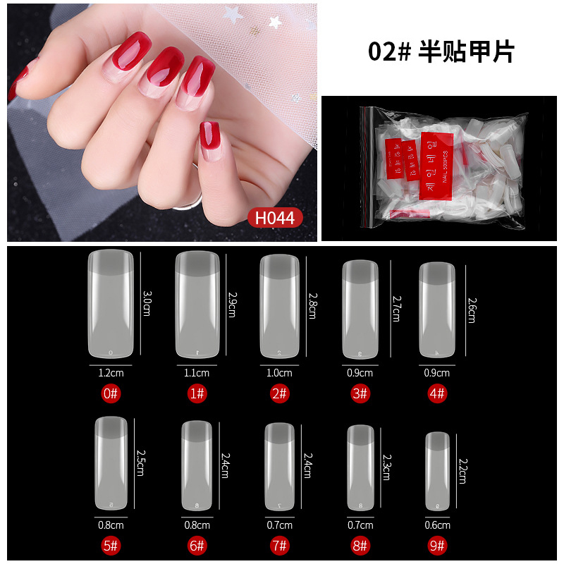 Set 500 móng tay giả bằng nhựa acrylic trong suốt 10 kích thước DIY