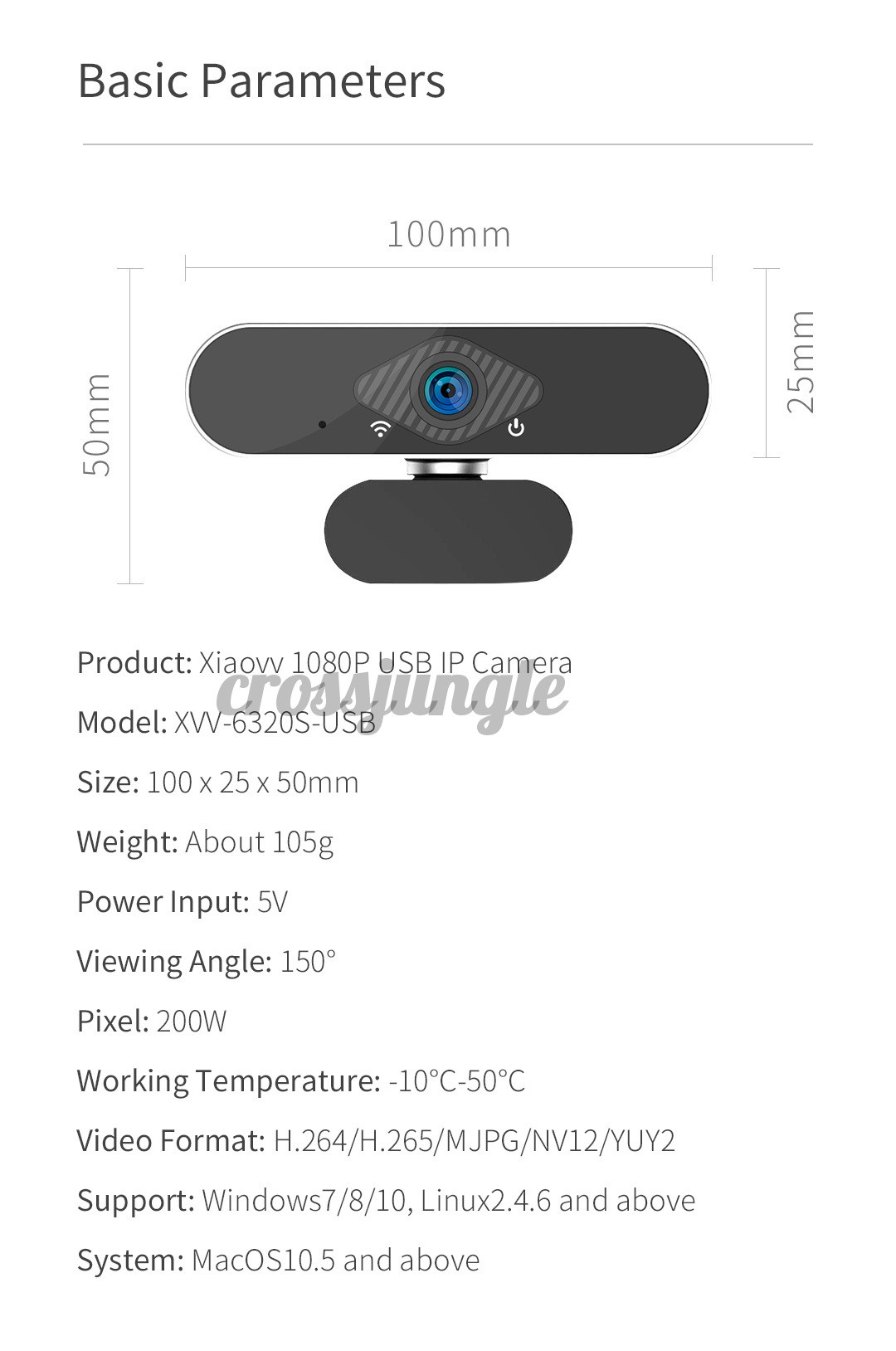 Webcam Xiaovv 1080P 150 độ cổng USB kèm bộ phụ kiện chất lượng cao | BigBuy360 - bigbuy360.vn