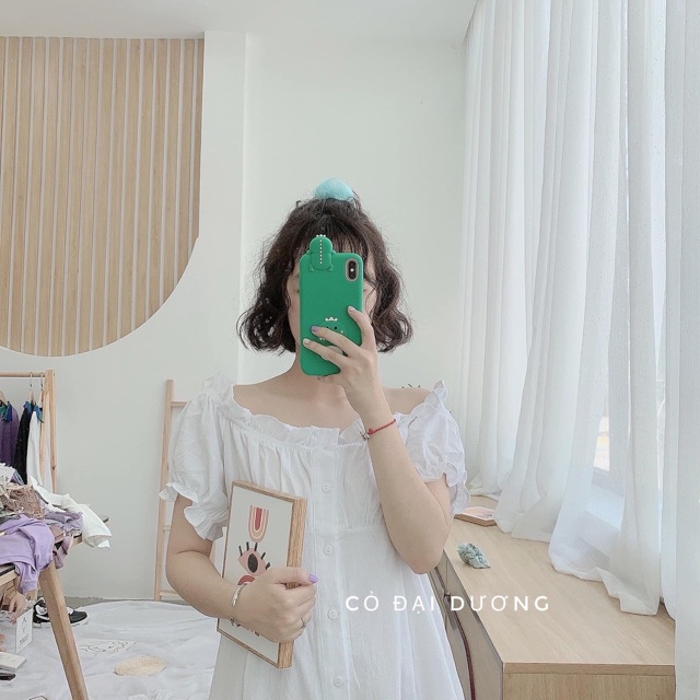 Váy trễ vai basic màu trơn