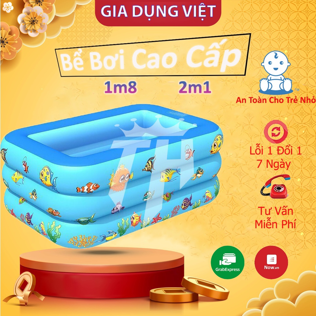 Bể Bơi 3 Tầng Cho Bé , Bể Bơi Trẻ Em, Bể Bơi Bơm Hơi Tại Nhà, Chất Liệu PVC Chống Trượt Bền Bỉ, An Toàn Cho Bé