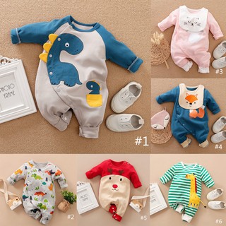 Áo liền quần dài tay hình khủng long 7 màu tùy chọn cho bé