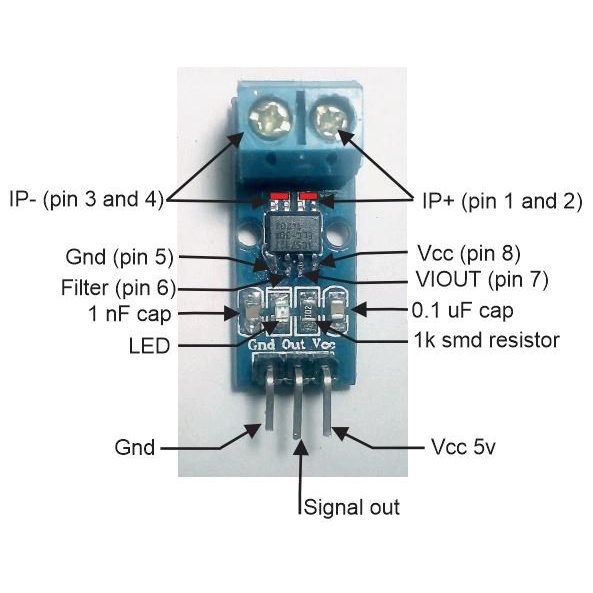 Cảm Biến Dòng Điện Hall ACS712 ACS712ELC 5A 20A 30A cho Arduino