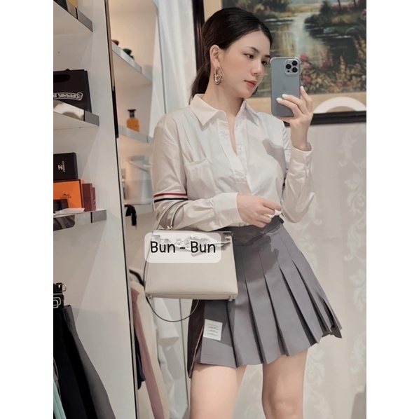Set áo sơmi Thom + chân váy xếp ly