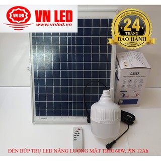 Đèn led năng lượng mặt trời 60W, pin 12Ah đèn búp trụ 60W năng lượng mặt trời,  vnled.vn