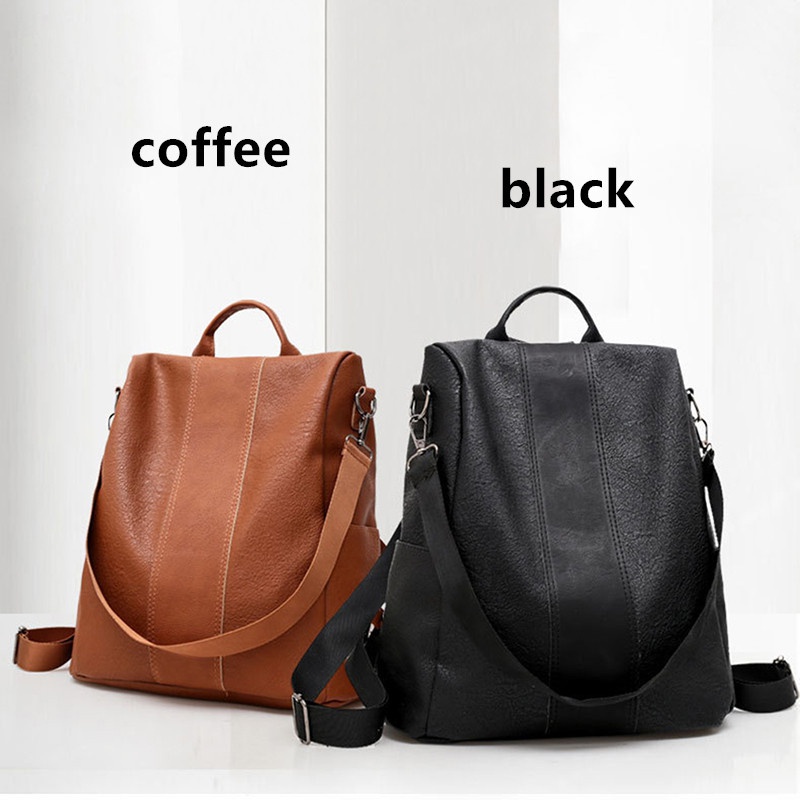 New  fashion bag shoulder bag retro solid color backpack