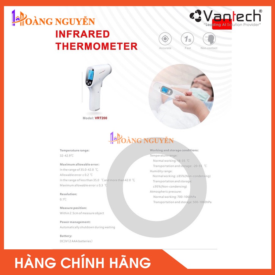 [NHÀ PHÂN PHỐI] Máy đo nhiệt độ cơ thể cầm tay Vantech VRT200