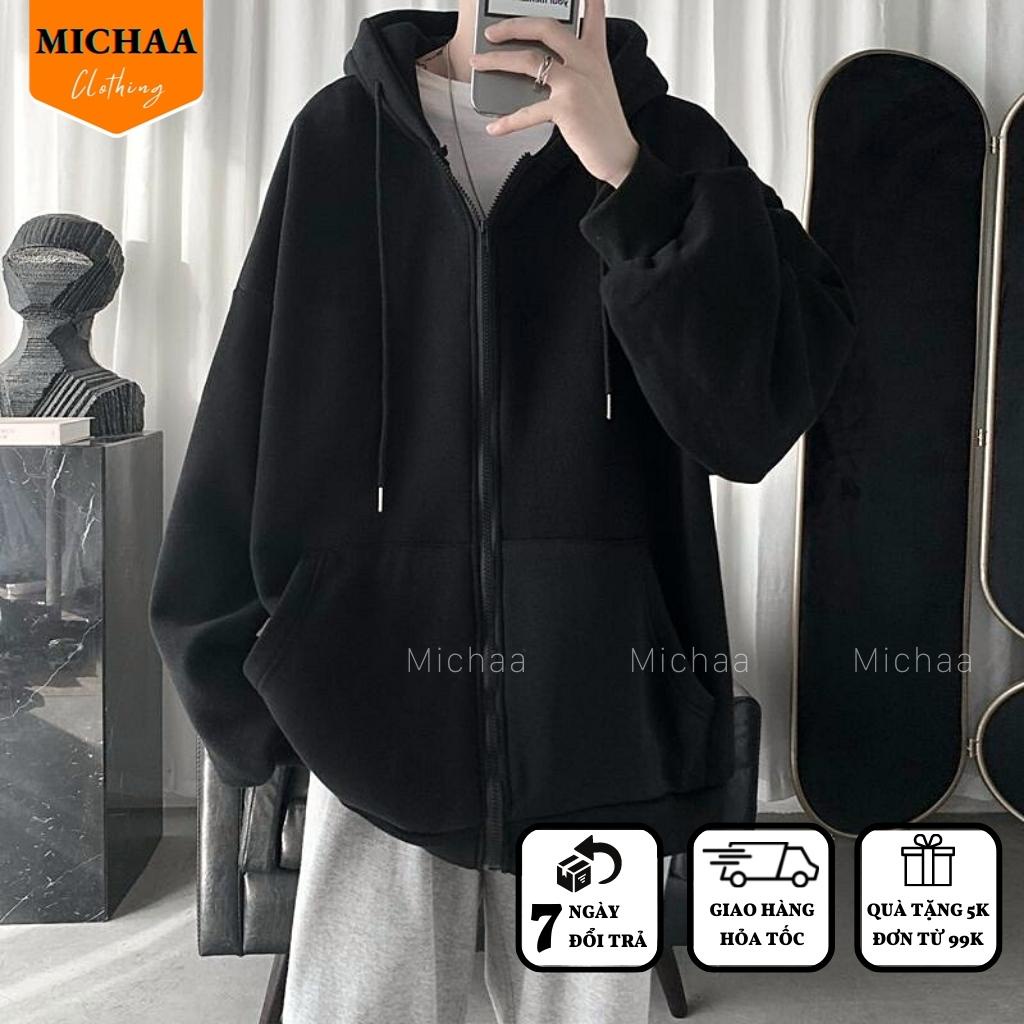 Áo Khoác Nỉ TRƠN TAY PHỒNG Dây Kéo Zip Nam Nữ Ulzzang Unisex Form Rộng Đẹp - MICHAA | BigBuy360 - bigbuy360.vn