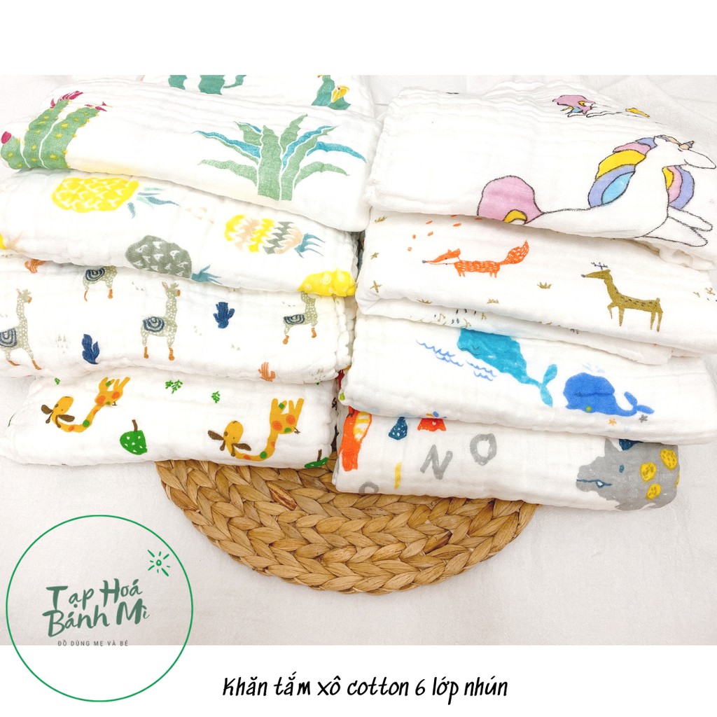 Khăn tắm xô cotton 6 lớp nhún 100x100