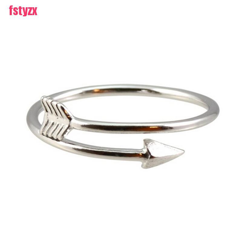 FSVN Women Girl Fashion Rings Gold Silver Adjustable Arrow Open Knuckle Ring Jewelry