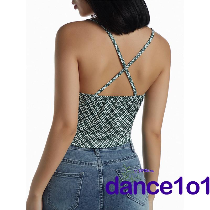 Áo hai dây nữ phối màu tương phản thời trang phong cách vintage