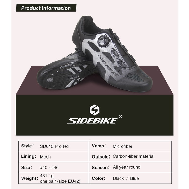Giày Xe Đạp Side Bike SD015 Pro Rd Đế Carbon Black & Silver