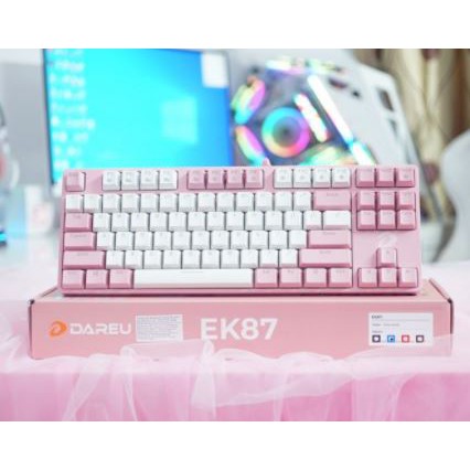 BÀN PHÍM CƠ DAREU EK87S TKL HỒNG TRẮNG LED HỒNG