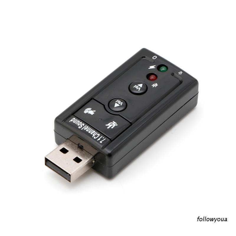 Đầu đọc thẻ âm thanh USB2.0 kênh 7.1 3D màu đen cho PC/laptop