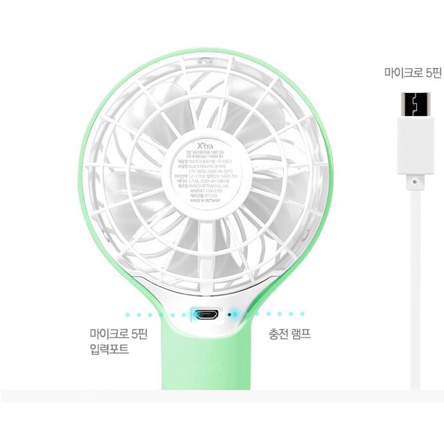 Quạt mini cầm tay xuất khẩu Hàn Quốc BLUE STORM F5 | BigBuy360 - bigbuy360.vn