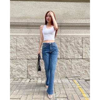Quần jeans loe 2 viền chất co giãn