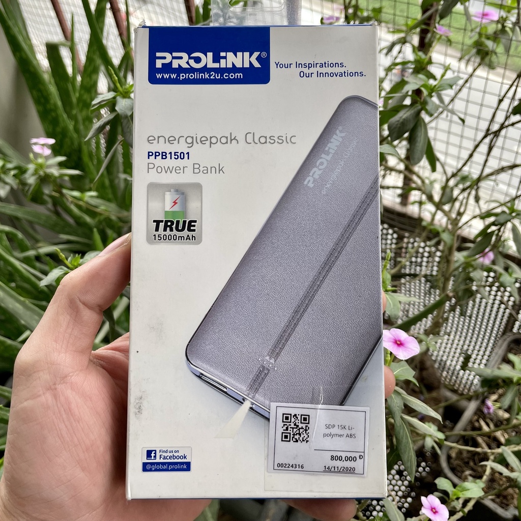 Pin Sạc Dự Phòng Prolink 15000mah- PPB1501 - Hàng Phân Phối Chính Hãng - 2 Cổng Sạc - Có Chức Năng Đèn Pin